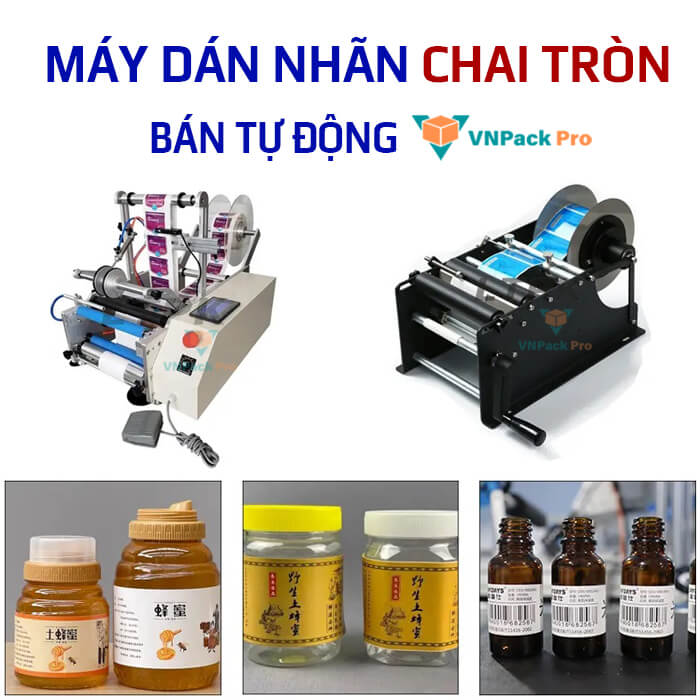 máy dán nhãn chai tròn bán tự động