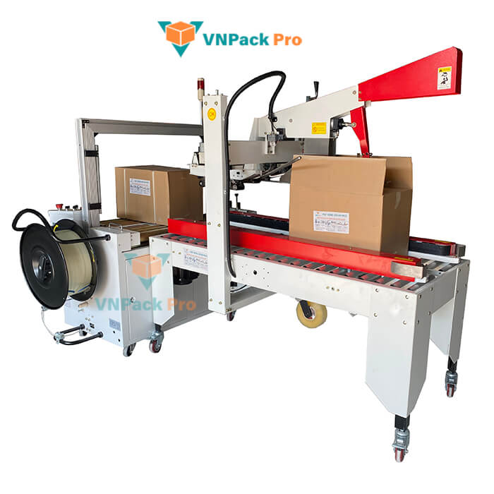 dây chuyền máy gập dán và đóng đai thùng carton tự động dây chuyền máy gập dán và đóng đai thùng carton tự động
