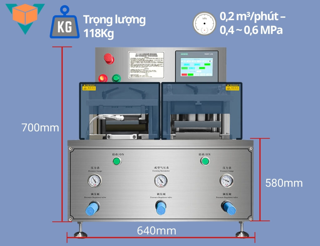 Kích thước và trọng lượng máy ép vỉ thuốc LDPP-140H