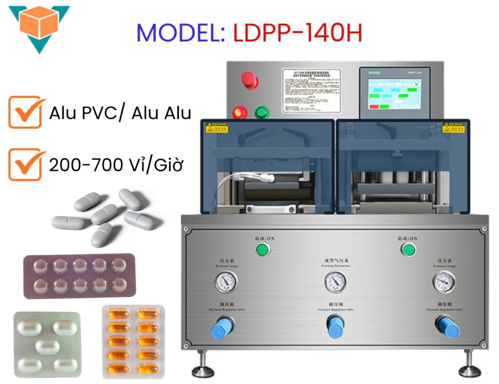 Máy ép vỉ thuốc LDPP-140H có tốc độ năng suất đạt từ 200 – 700 vỉ mỗi giờ