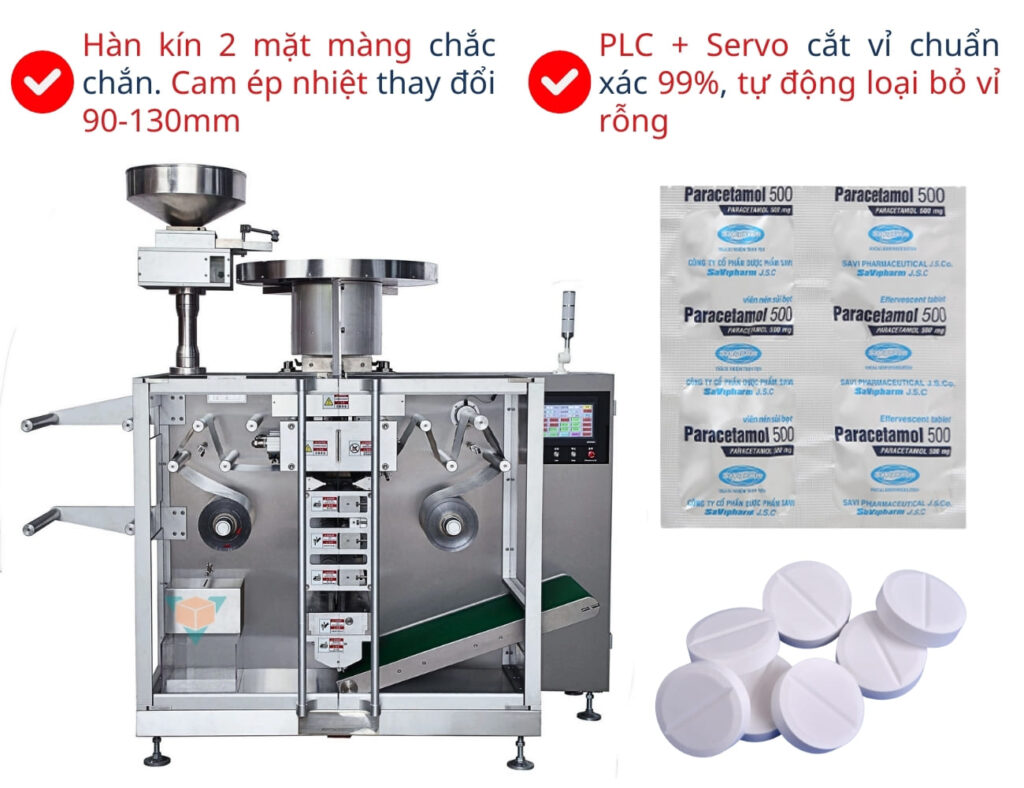 Máy ép vỉ xé VNP-440 hàn kín hai mặt, tự động phát hiện và loại bỏ vỉ rỗng