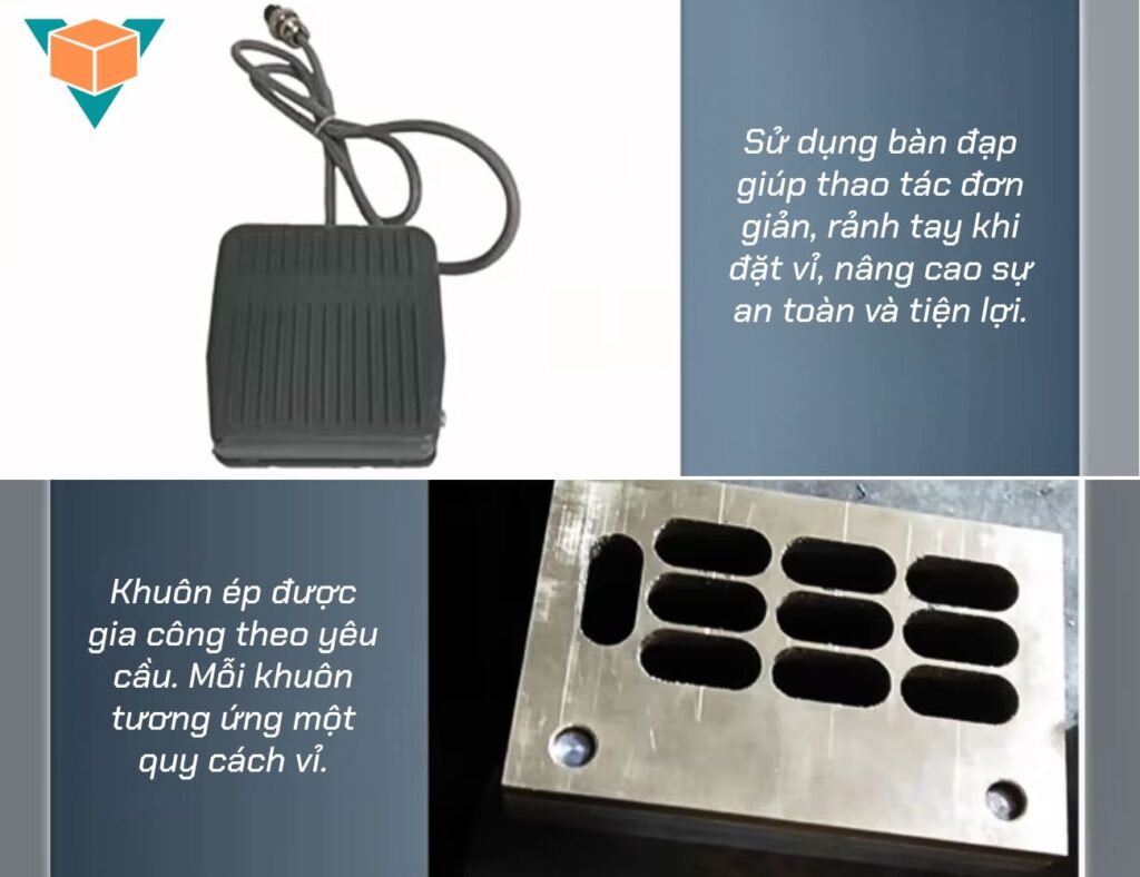 Bộ phận khuôn ép và bàn đạp của máy ép vỉ thuốc 210