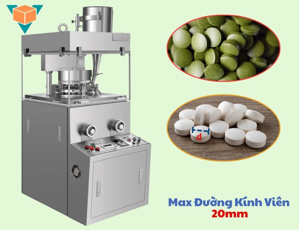 Máy dập viên nén ZP-17D cho phép ép viên nén đường kính tối đa 20 mm