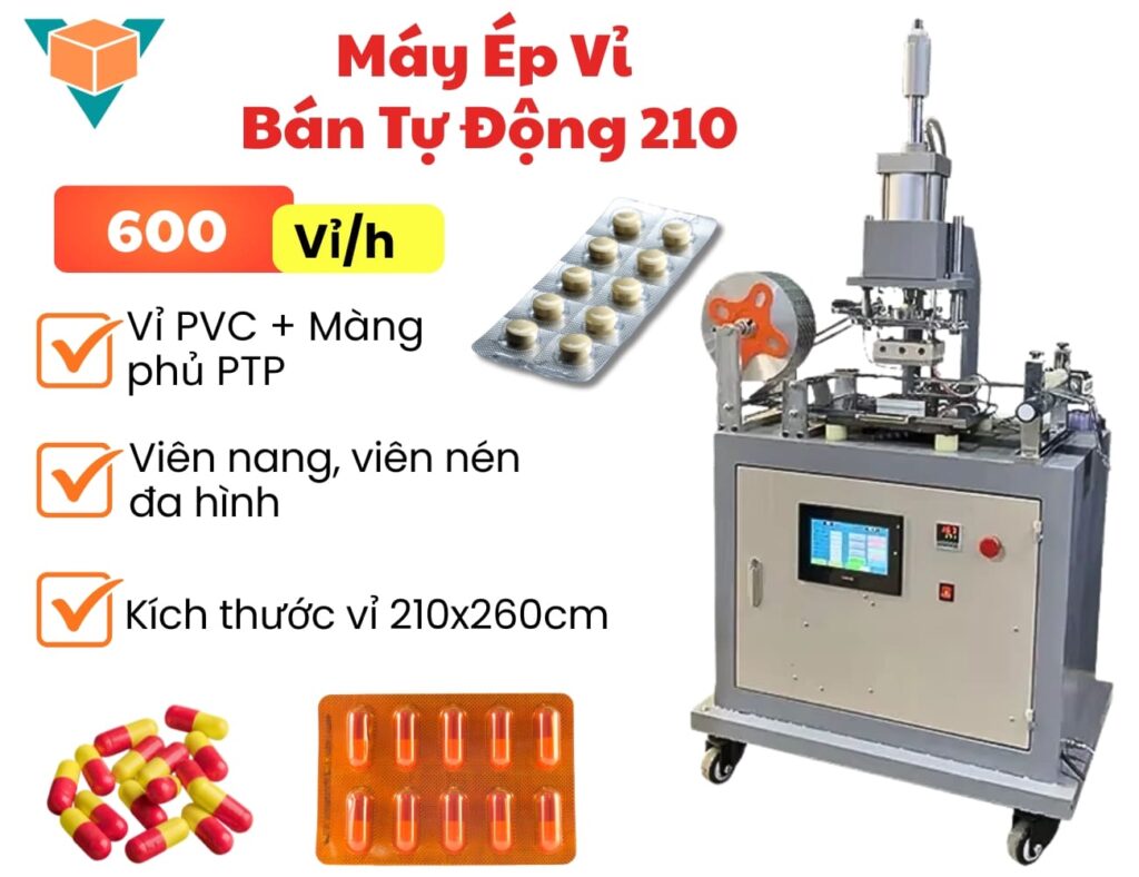 Máy ép vỉ bán tự động 210 năng suất 600 vỉ mỗi giờ