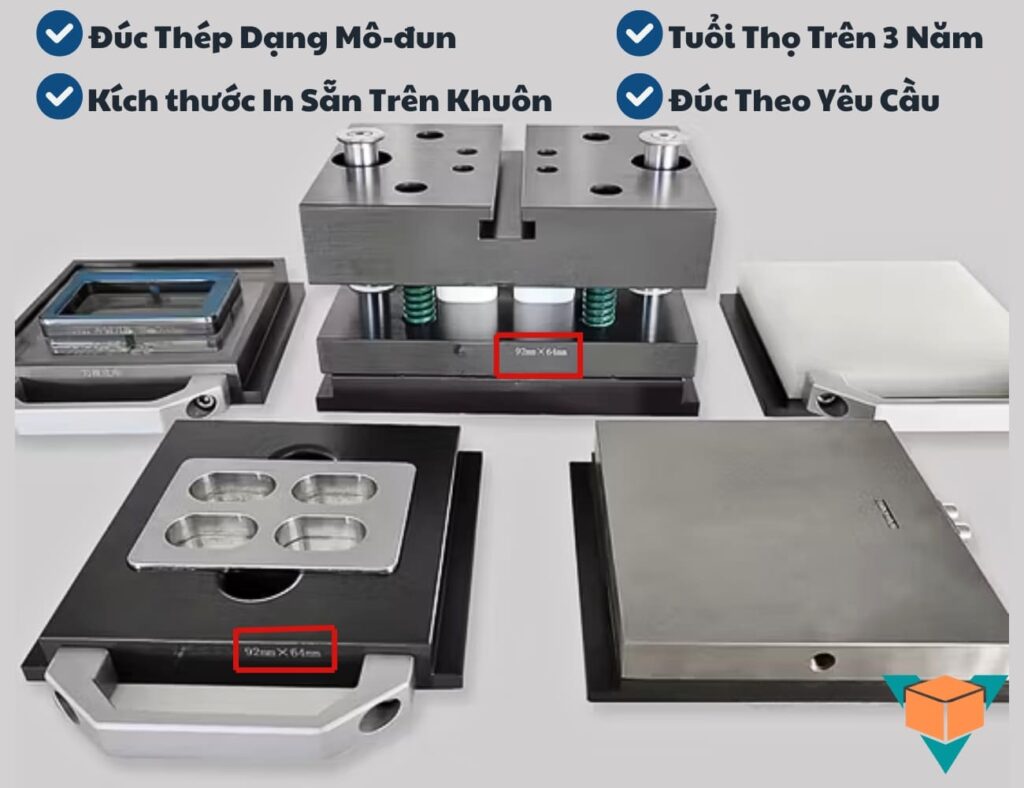 Máy ép vỉ thuốc DPP-180Pro có khuôn đúc thép chắc chắn, dạng mô-đun, dễ dàng tháo lắp