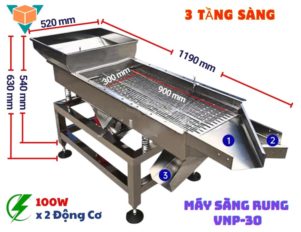 Máy sàng rung chữ nhật 3 tầng VNP30