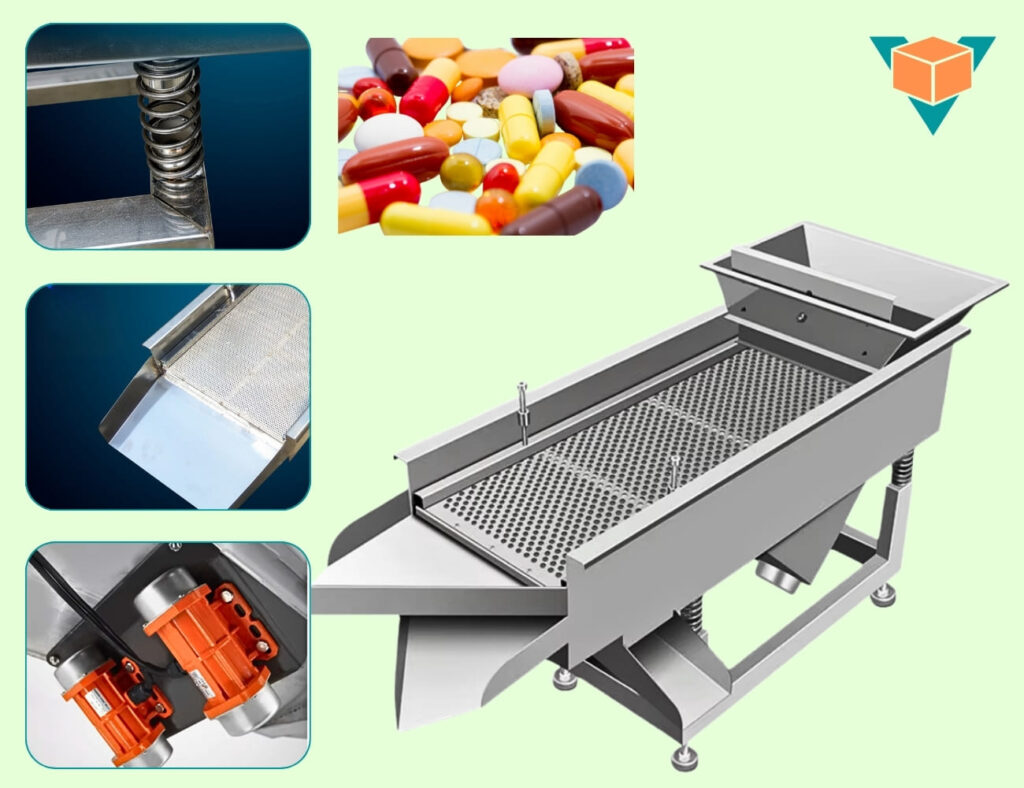 Máy sàng rung chữ nhật trang bị hai động cơ lõi đồng mạnh mẽ