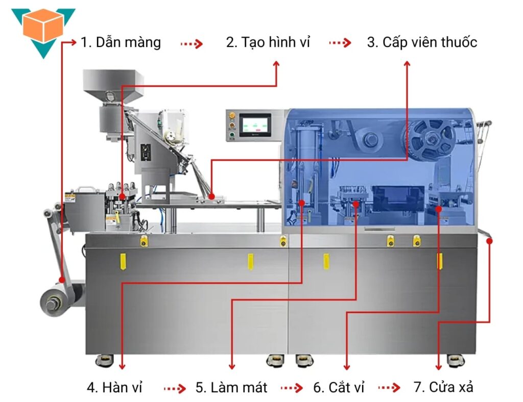 Quy trình làm việc tự động của máy ép vỉ thuốc DPP-180Pro