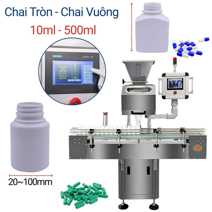 Máy đếm viên RQ-DSL8 chiết chai tròn chai vuông cao 500ml