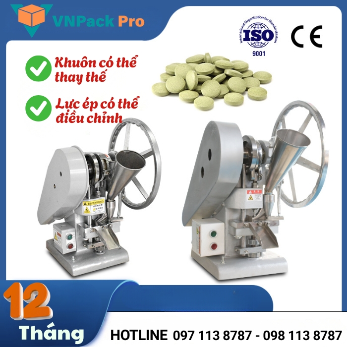 Máy dập viên nén 1 chày với khuôn và lực ép có thể thay đổi
