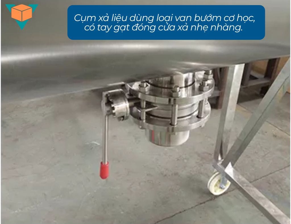 Cụm xả liệu của máy trộn bột nằm ngang VNP-2200