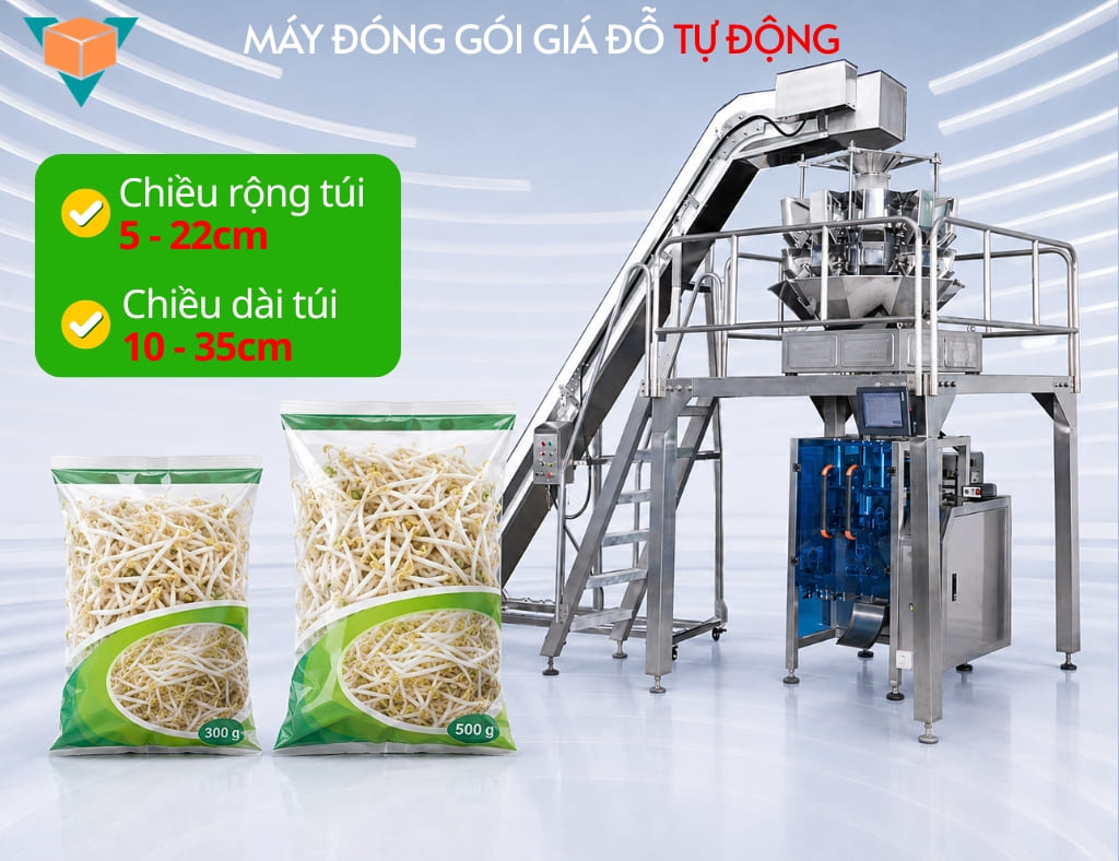Kích thước chiều dài chiều rộng túi đóng gói giá đỗ của dây chuyền đóng gói tự động hoàn toàn