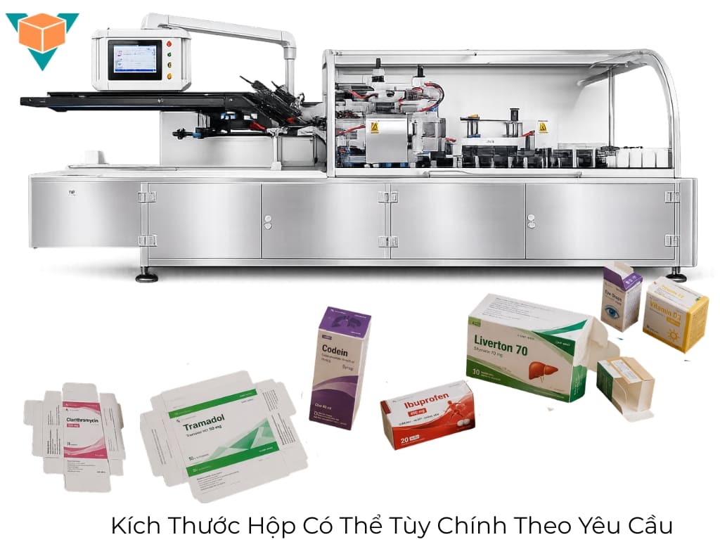 Máy đóng hộp thuốc VNP-120 tự động đóng nhiều kích cỡ theo yêu cầu